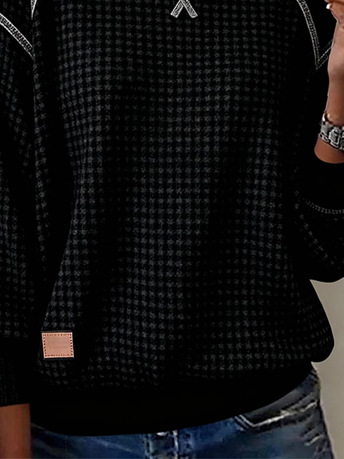 Alina® | Damen Langarm Waffel Sweatshirt mit Rundhalsausschnitt