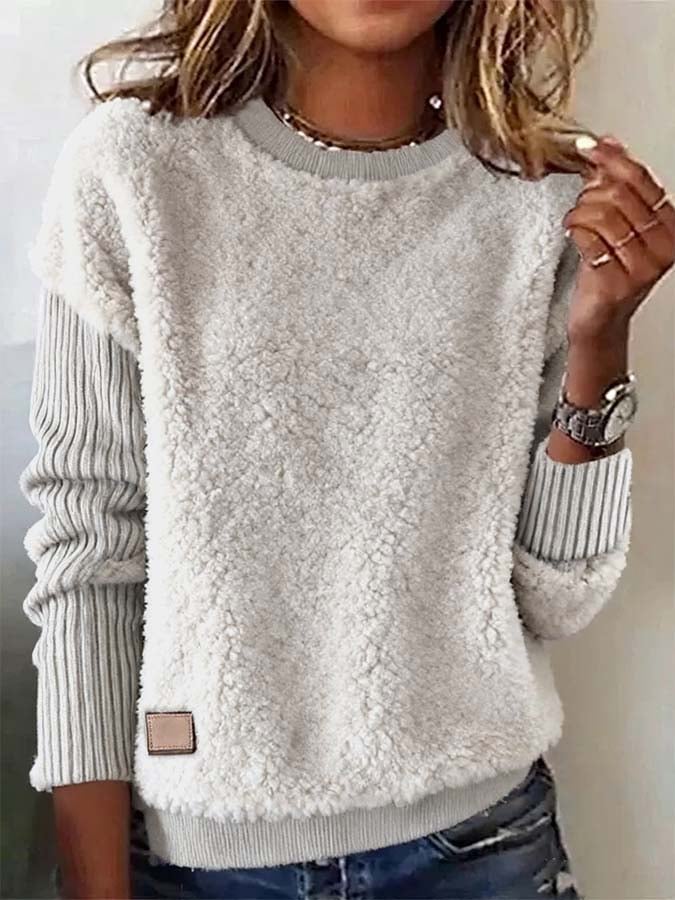 Nora® | Damen Freizeit Sweatshirt mit lockerer Passform und Fellkragen