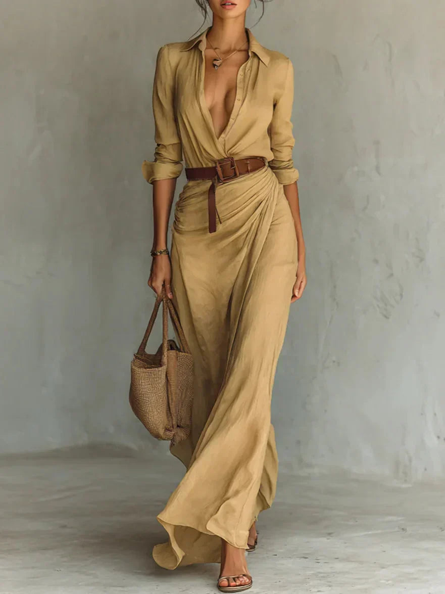 Una | Revers-Wickel-Maxikleid