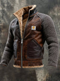 LEDER- UND STRICKJACKE MIT WARMEM SHERPA-FUTTER
