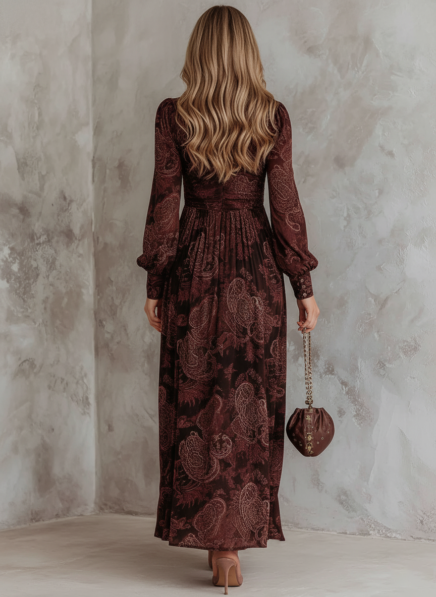 Eloise | Paisley Zip-Waist Maxi-Kleid