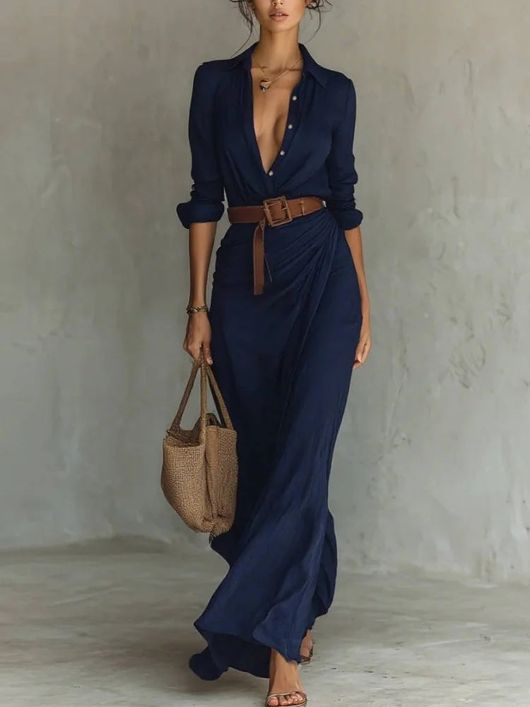 Una | Revers-Wickel-Maxikleid