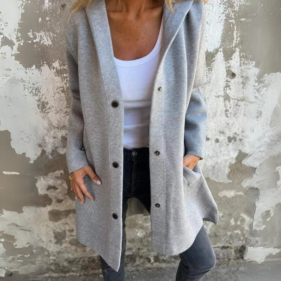 Nora® | Ein-Knopf Jacke mit Kapuze
