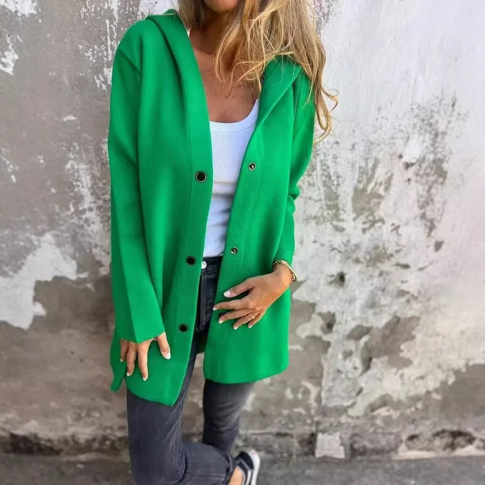 Nora® | Ein-Knopf Jacke mit Kapuze