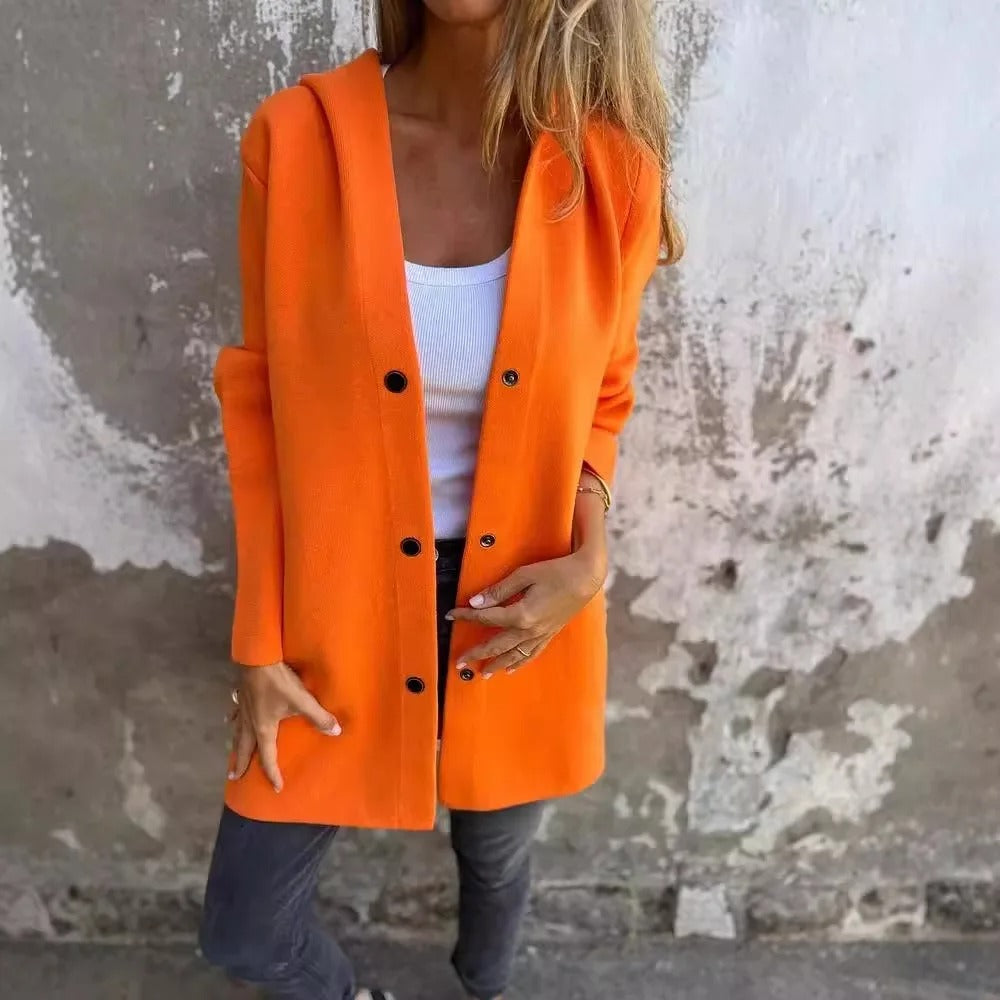 Nora® | Ein-Knopf Jacke mit Kapuze